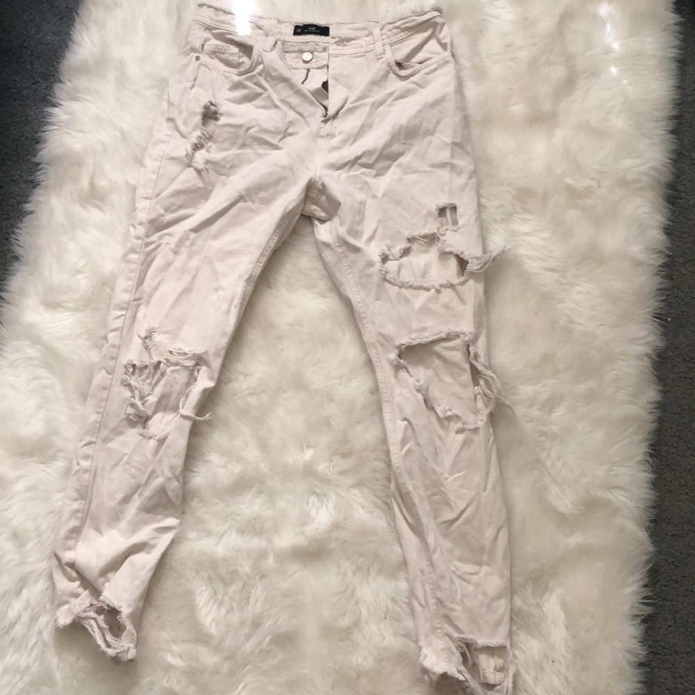 High rise mega ripped mom jean